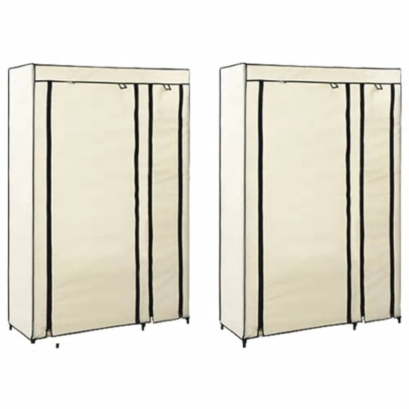 vidaXL Πτυσσόμενες Ντουλάπες 2 τεμ. Κρεμ 110x45x175 εκ. από Ύφασμα