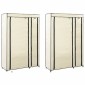 282424 vidaXL Folding Wardrobes 2 pcs Cream 110x45x175 cm Fabric