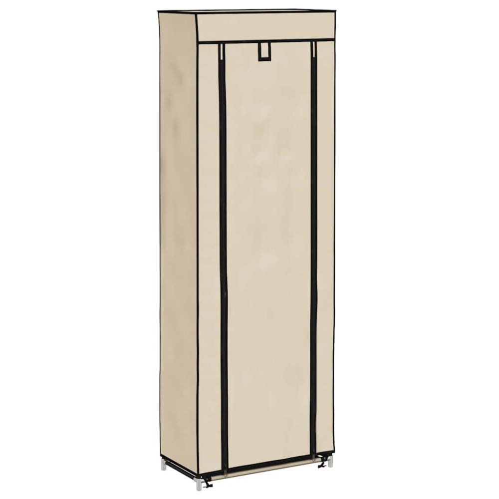 vidaXL Παπουτσοθήκη με Κάλυμμα Κρεμ 57 x 29 x 162 εκ. Υφασμάτινη