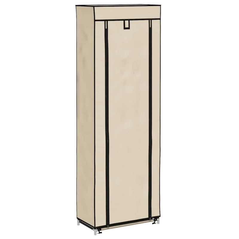 vidaXL Παπουτσοθήκη με Κάλυμμα Κρεμ 57 x 29 x 162 εκ. Υφασμάτινη