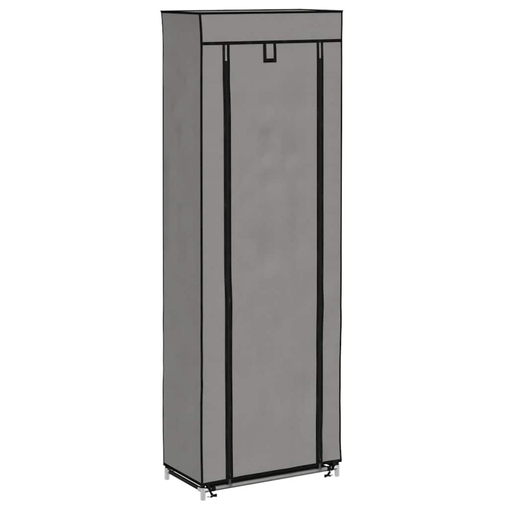 vidaXL Παπουτσοθήκη με Κάλυμμα Γκρι 57 x 29 x 162 εκ. Υφασμάτινη