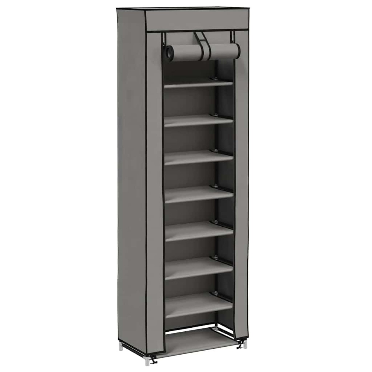 vidaXL Παπουτσοθήκη με Κάλυμμα Γκρι 57 x 29 x 162 εκ. Υφασμάτινη