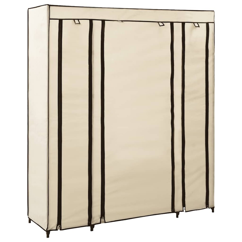 vidaXL Ντουλάπα με Ράφια / Σωλήνες Κρεμ 150x45x176 εκ. Υφασμάτινη