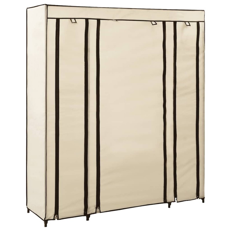 vidaXL Ντουλάπα με Ράφια / Σωλήνες Κρεμ 150x45x176 εκ. Υφασμάτινη