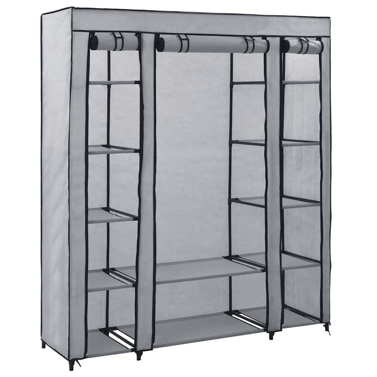 vidaXL Ντουλάπα με Ράφια / Σωλήνες Γκρι 150x45x176 εκ. Υφασμάτινη