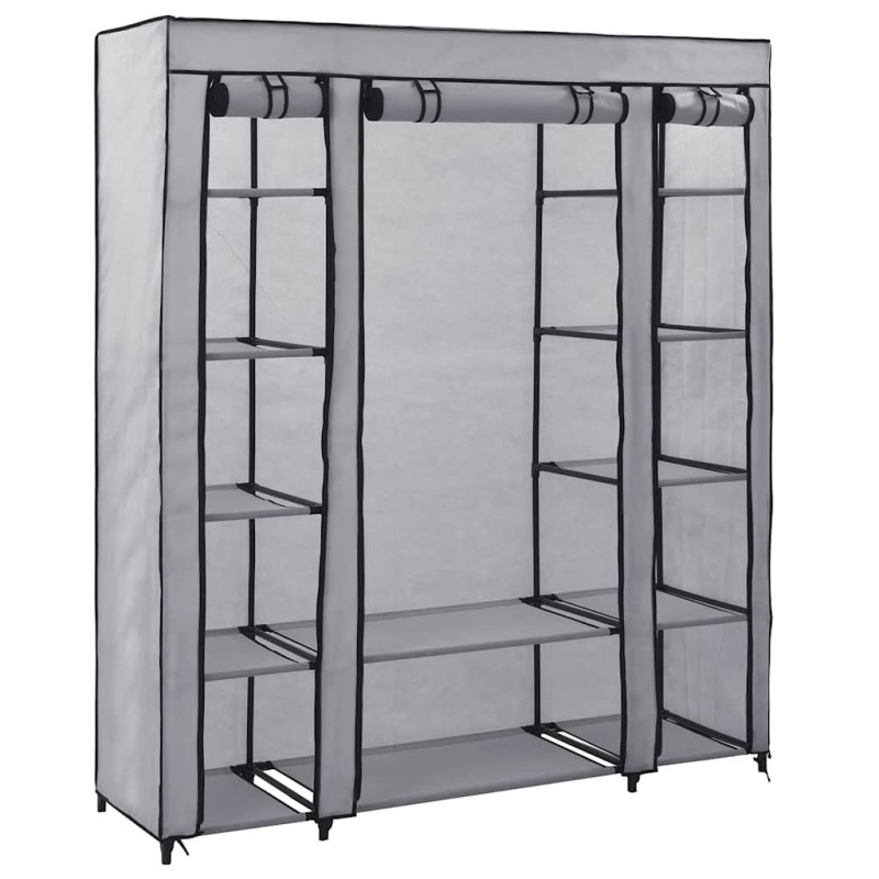 vidaXL Ντουλάπα με Ράφια / Σωλήνες Γκρι 150x45x176 εκ. Υφασμάτινη