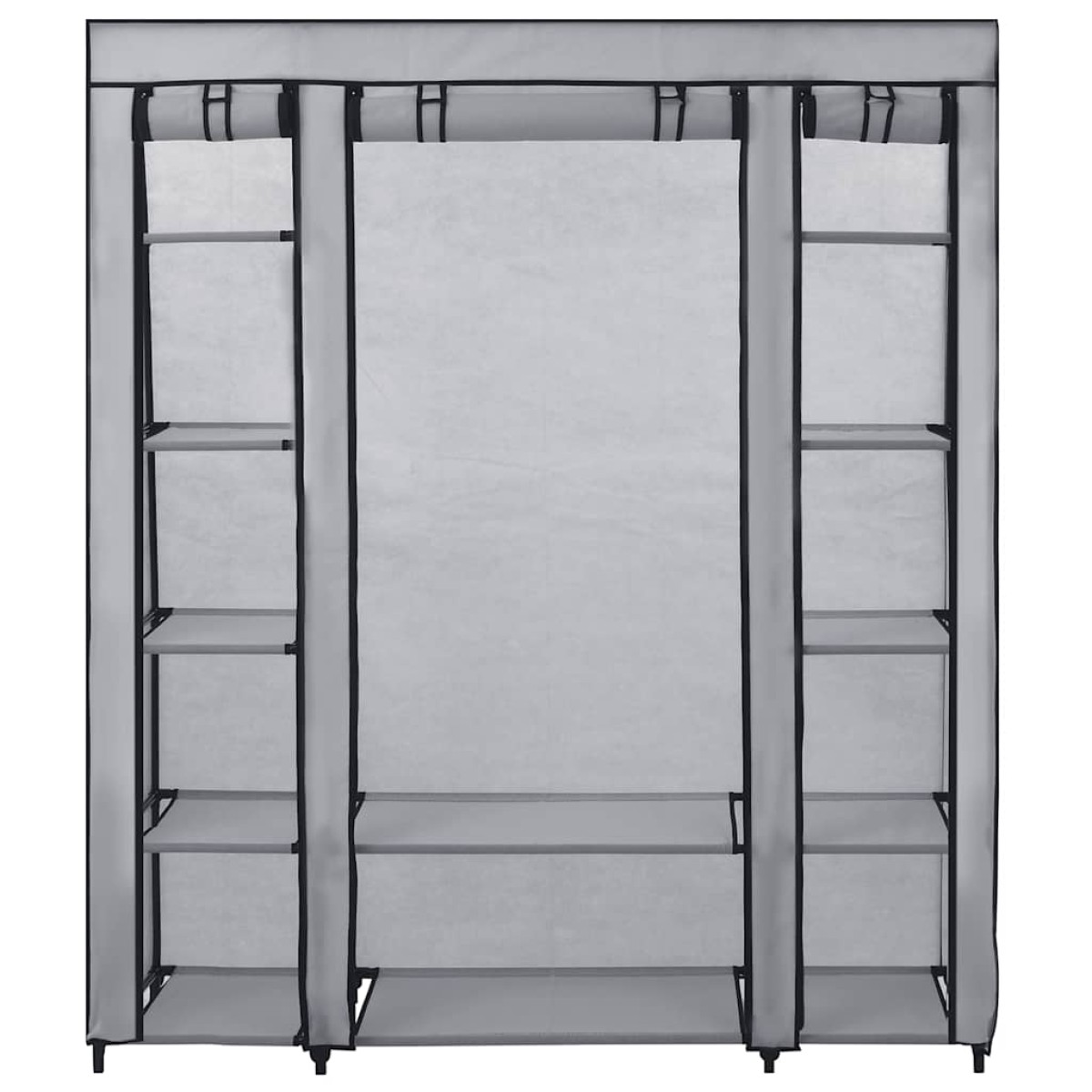 vidaXL Ντουλάπα με Ράφια / Σωλήνες Γκρι 150x45x176 εκ. Υφασμάτινη