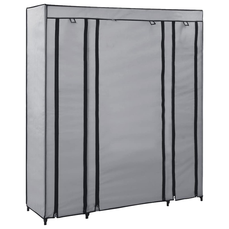 vidaXL Ντουλάπα με Ράφια / Σωλήνες Γκρι 150x45x176 εκ. Υφασμάτινη