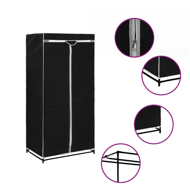 vidaXL Ντουλάπα Μαύρη 75x50x160 εκ.