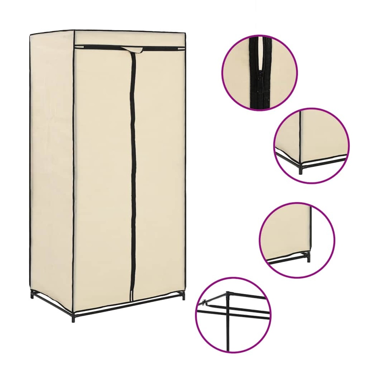 282443 vidaXL Wardrobes 2 pcs Cream 75x50x160 cm