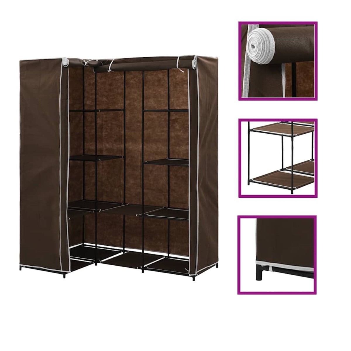 282450 vidaXL Corner Wardrobe Brown 130x87x169 cm