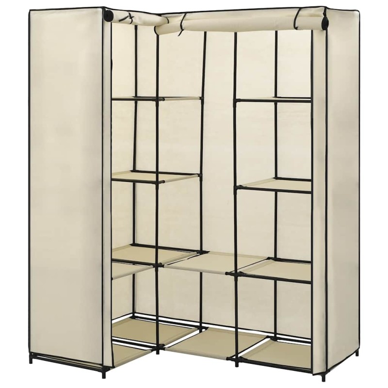 vidaXL Γωνιακή Ντουλάπα Κρεμ 130x87x169 εκ.