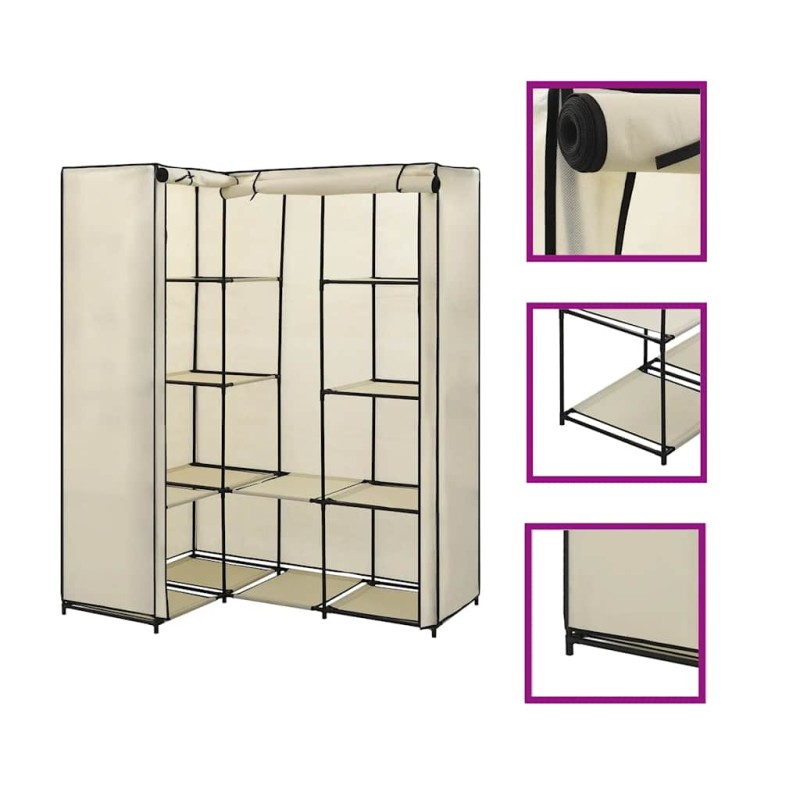 vidaXL Γωνιακή Ντουλάπα Κρεμ 130x87x169 εκ.