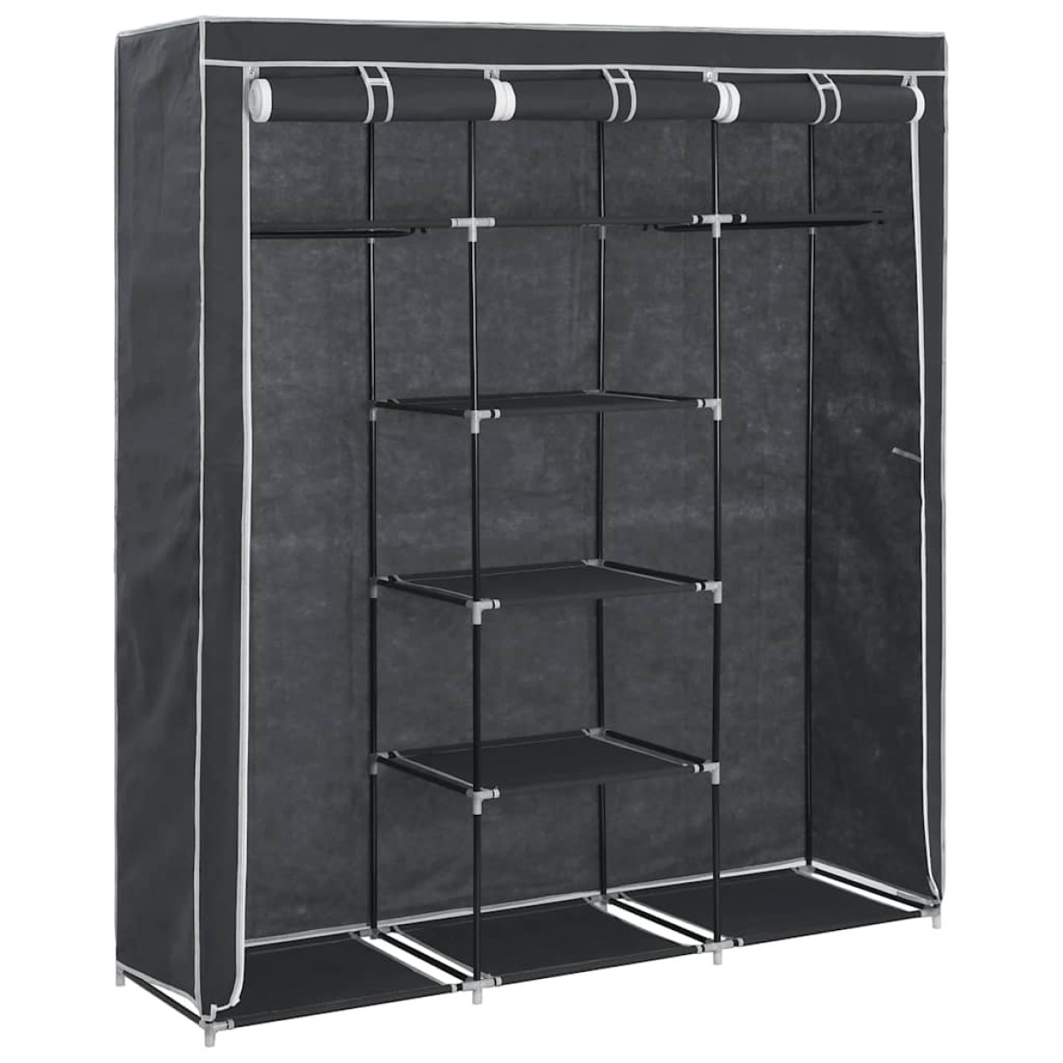 282453 vidaXL Wardrobe with Compartments and Rods Black 150x45x175 cm Fabric