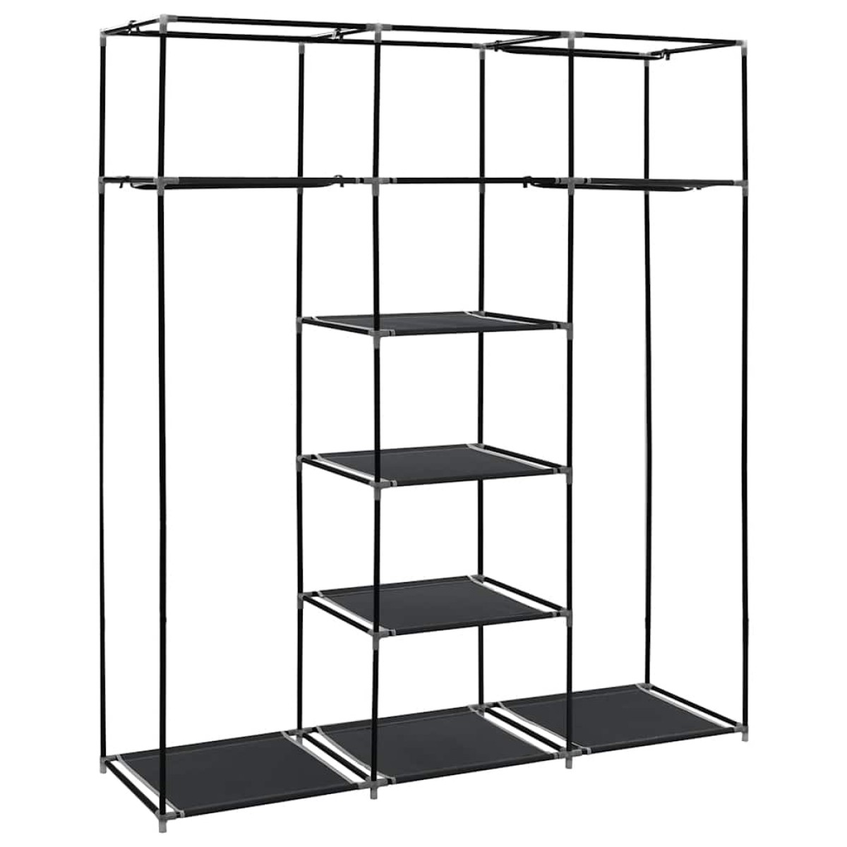 282453 vidaXL Wardrobe with Compartments and Rods Black 150x45x175 cm Fabric