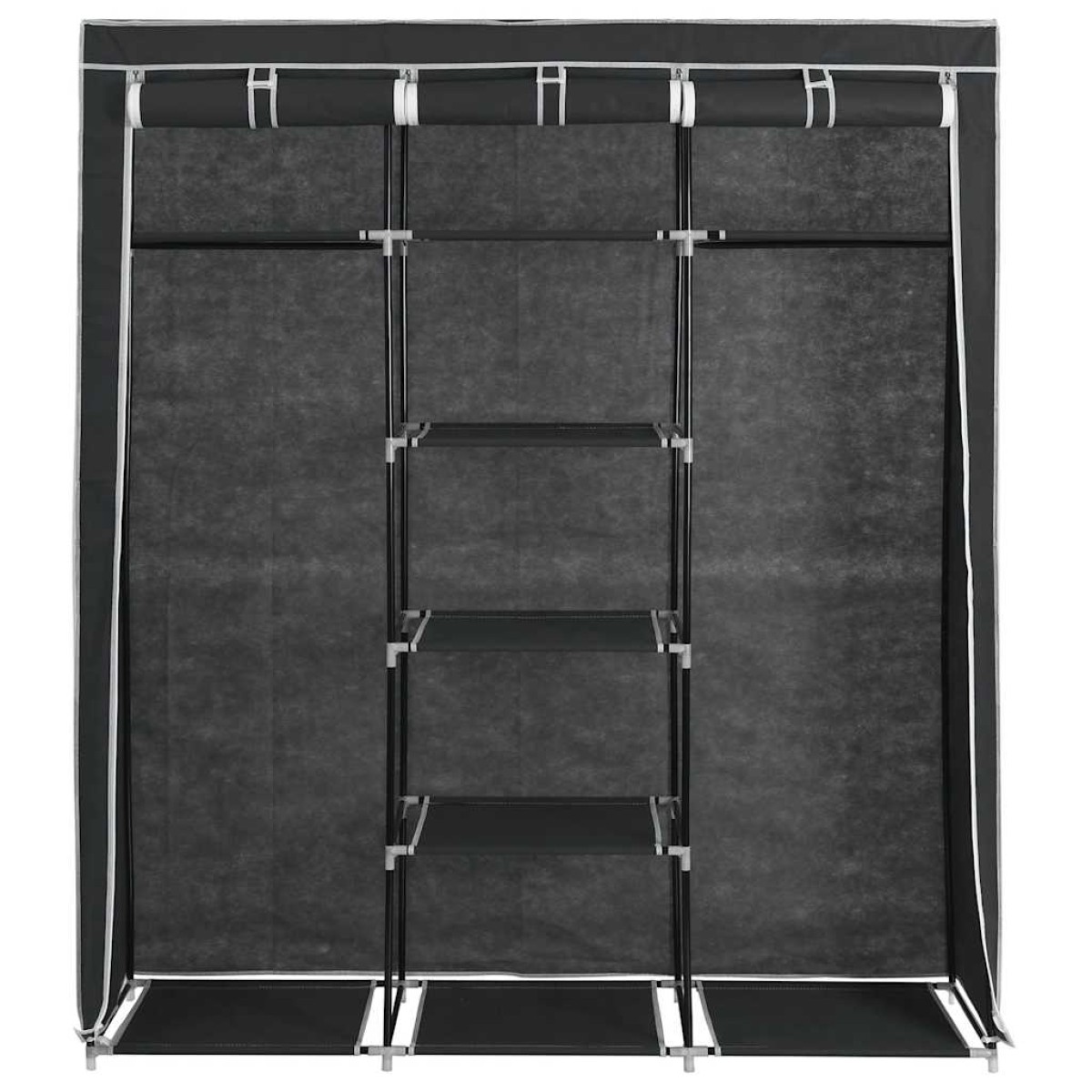 282453 vidaXL Wardrobe with Compartments and Rods Black 150x45x175 cm Fabric