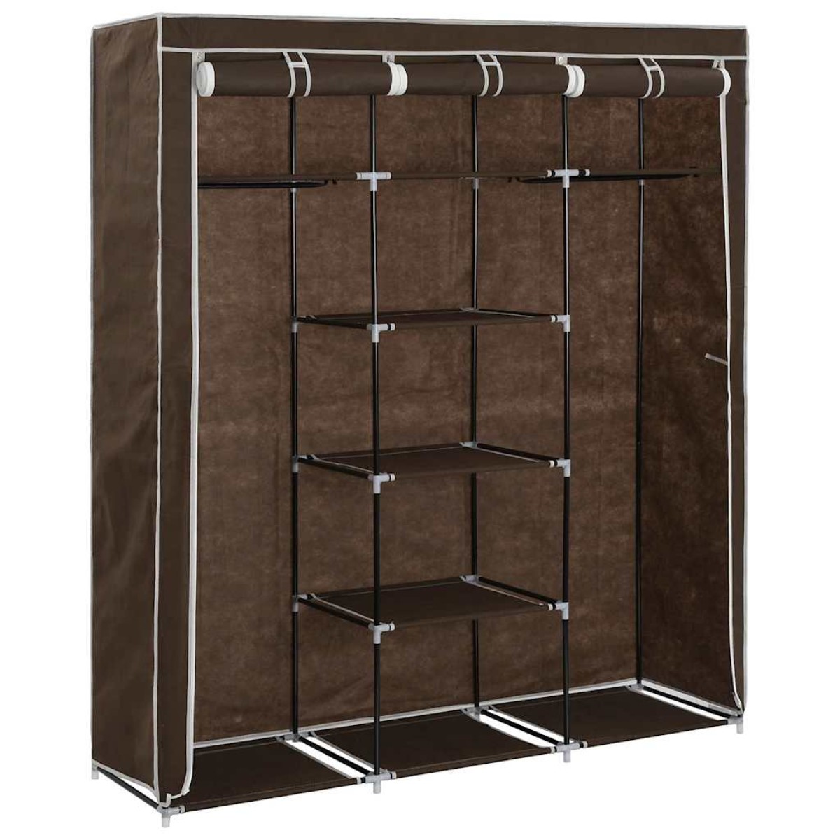 282454 vidaXL Wardrobe with Compartments and Rods Brown 150x45x175 cm Fabric