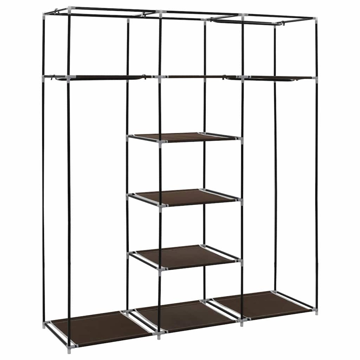 282454 vidaXL Wardrobe with Compartments and Rods Brown 150x45x175 cm Fabric