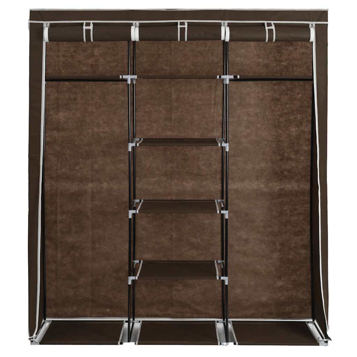 282454 vidaXL Wardrobe with Compartments and Rods Brown 150x45x175 cm Fabric