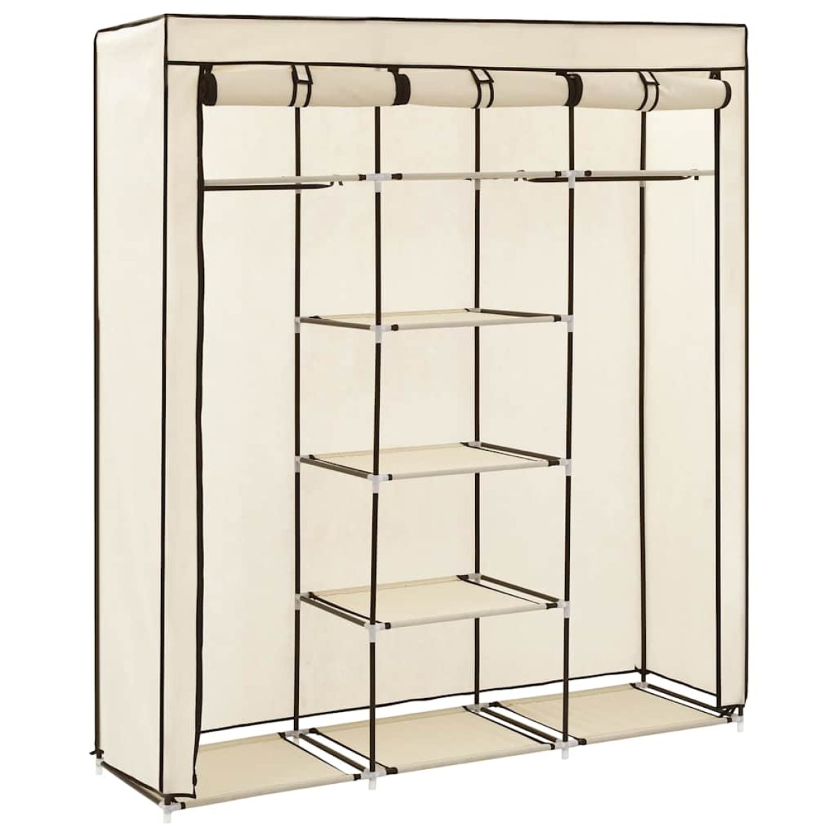 282455 vidaXL Wardrobe with Compartments and Rods Cream 150x45x175 cm Fabric