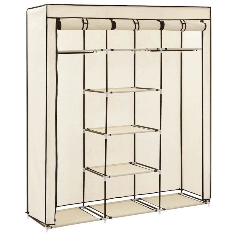 vidaXL Ντουλάπα με Χωρίσματα και Ράβδους, Μπεζ 150x45x175 εκ. από Ύφασμα