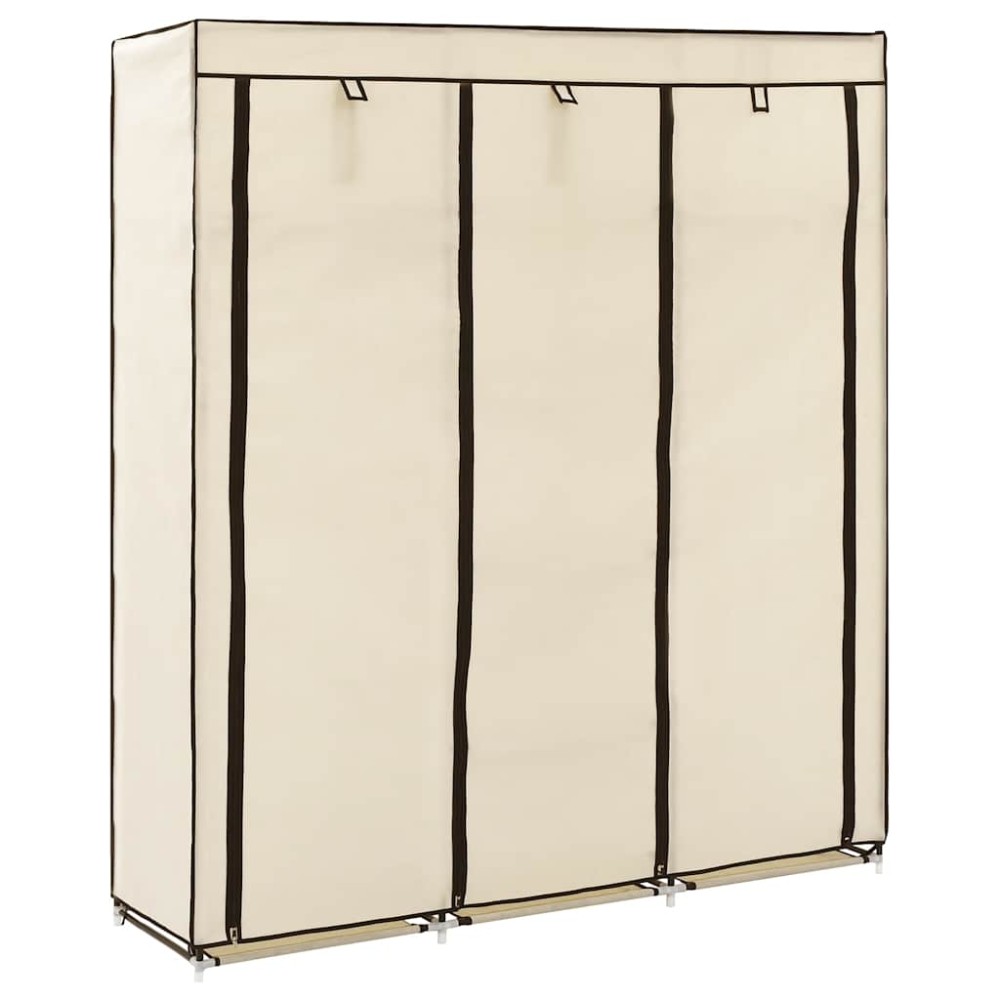 vidaXL Ντουλάπα με Χωρίσματα και Ράβδους, Μπεζ 150x45x175 εκ. από Ύφασμα