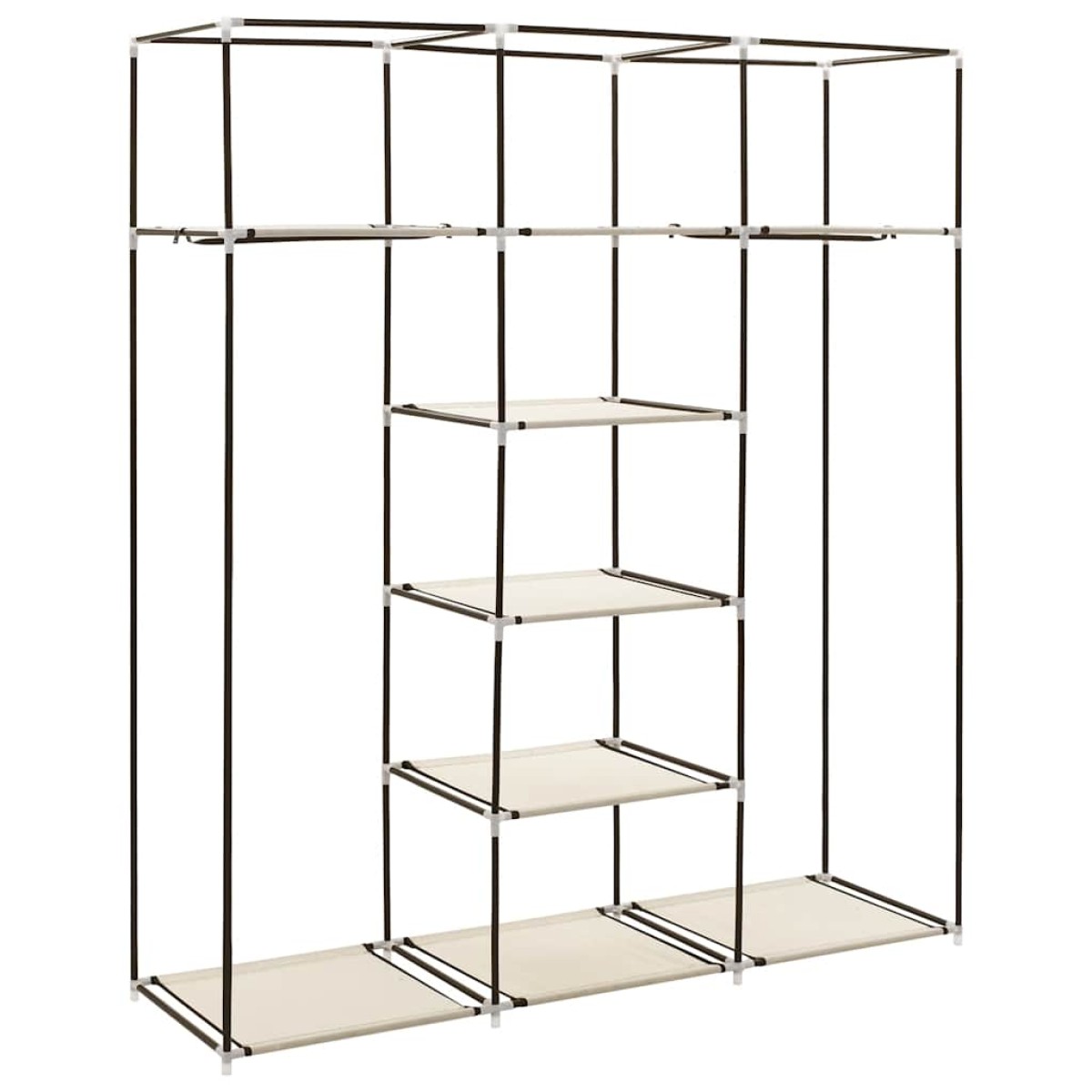 282455 vidaXL Wardrobe with Compartments and Rods Cream 150x45x175 cm Fabric