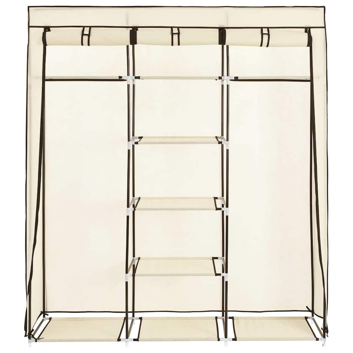 282455 vidaXL Wardrobe with Compartments and Rods Cream 150x45x175 cm Fabric