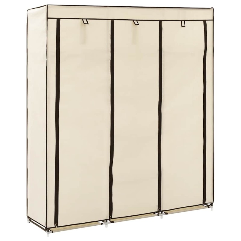 vidaXL Ντουλάπα με Χωρίσματα και Ράβδους, Μπεζ 150x45x175 εκ. από Ύφασμα