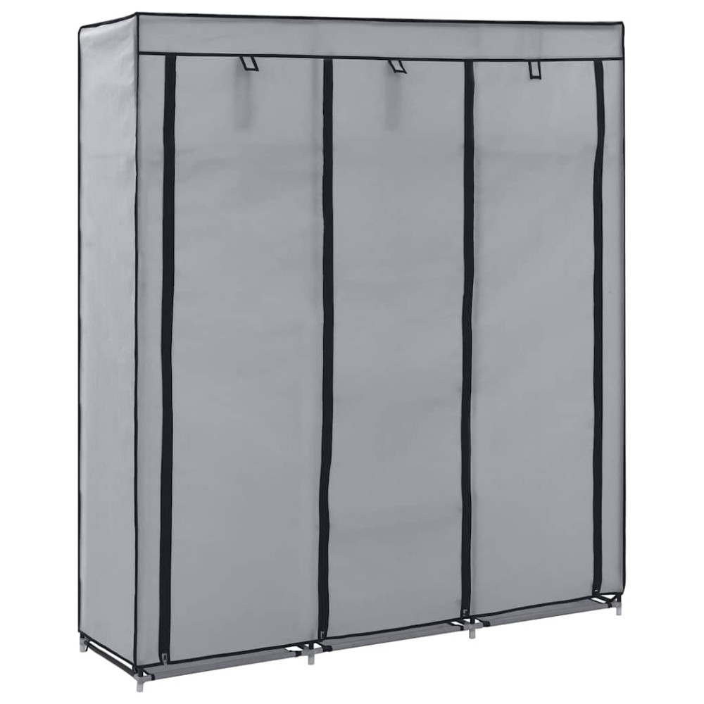 vidaXL Ντουλάπα με Χωρίσματα και Ράβδους Γκρι 150x45x175 εκ. Ύφασμα