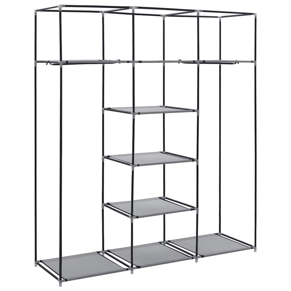 282456 vidaXL Wardrobe with Compartments and Rods Grey 150x45x175 cm Fabric
