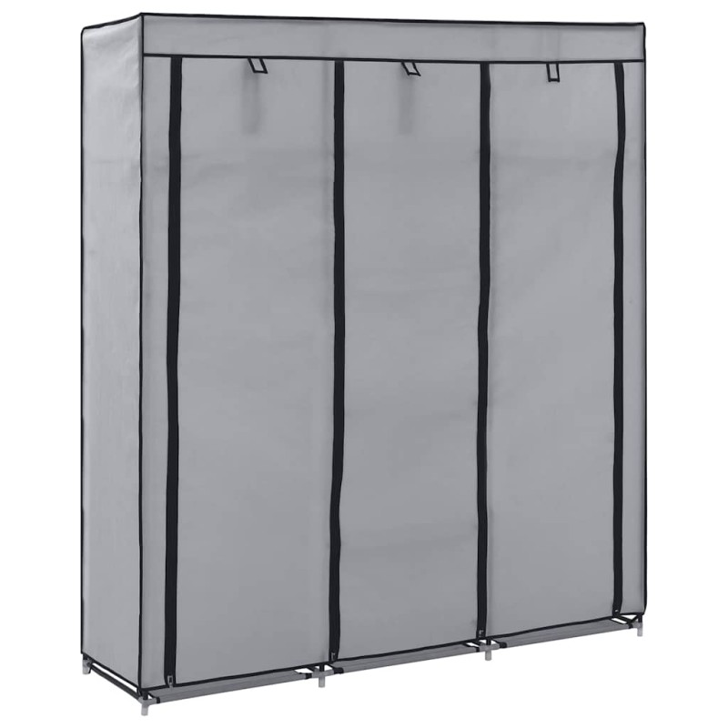 vidaXL Ντουλάπα με Χωρίσματα και Ράβδους Γκρι 150x45x175 εκ. Ύφασμα