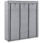 282456 vidaXL Wardrobe with Compartments and Rods Grey 150x45x175 cm Fabric