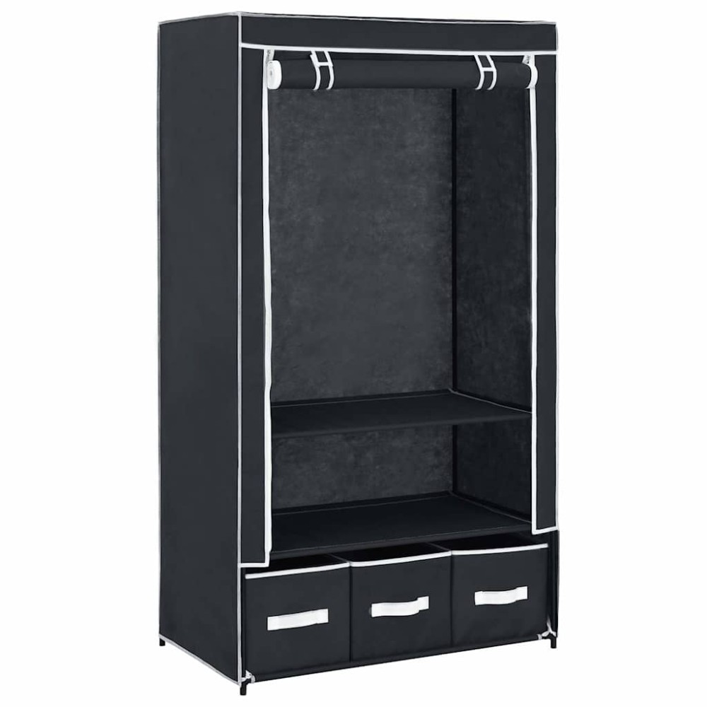 vidaXL Ντουλάπα Μαύρη 87x49x159 εκ. από Ύφασμα