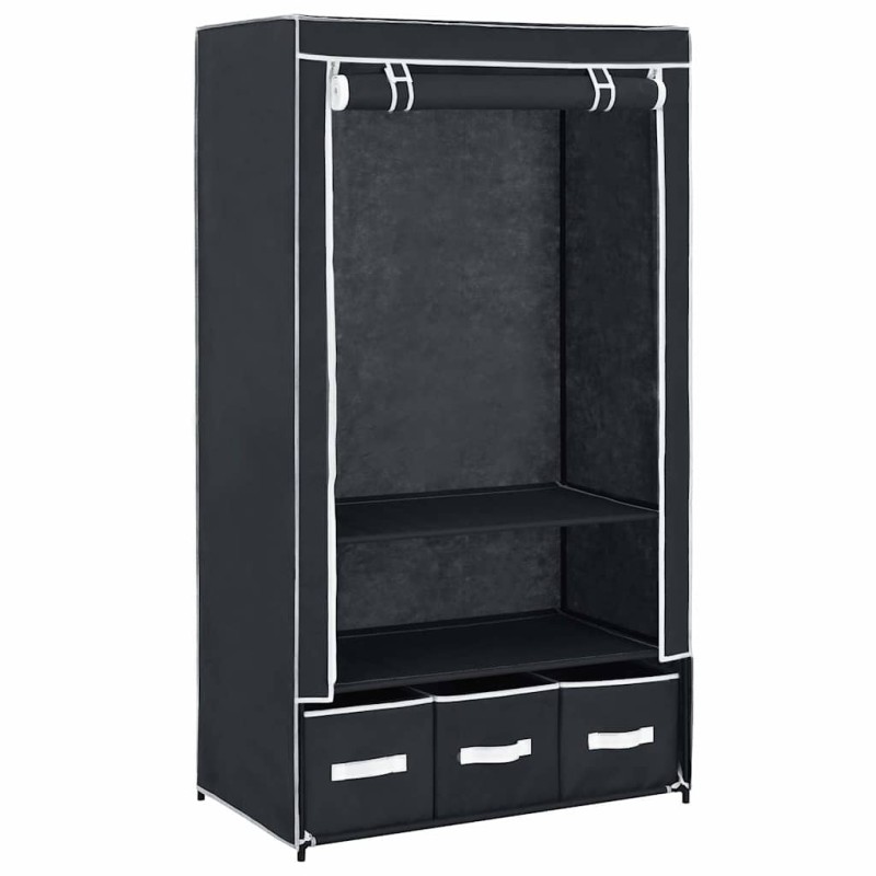vidaXL Ντουλάπα Μαύρη 87x49x159 εκ. από Ύφασμα