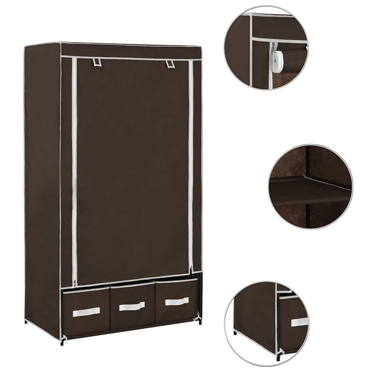282458 vidaXL Wardrobe Brown 87x49x159 cm Fabric