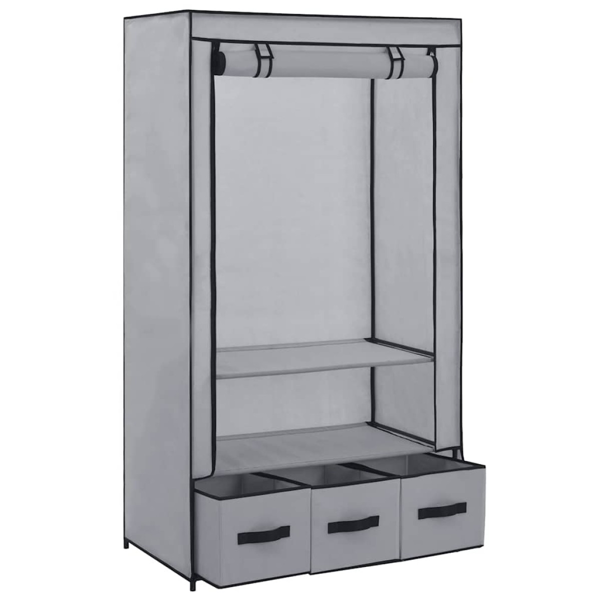 282460 vidaXL Wardrobe Grey 87x49x159 cm Fabric