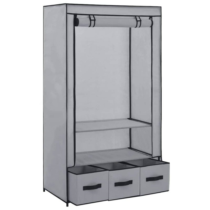 vidaXL Ντουλάπα Γκρι 87x49x159 εκ. Ύφασμα