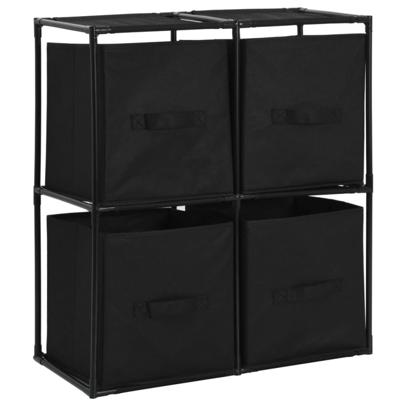 vidaXL Ντουλάπι με 4 Υφασμάτινα Καλάθια Μαύρο 63x30x71 εκ. από Ατσάλι