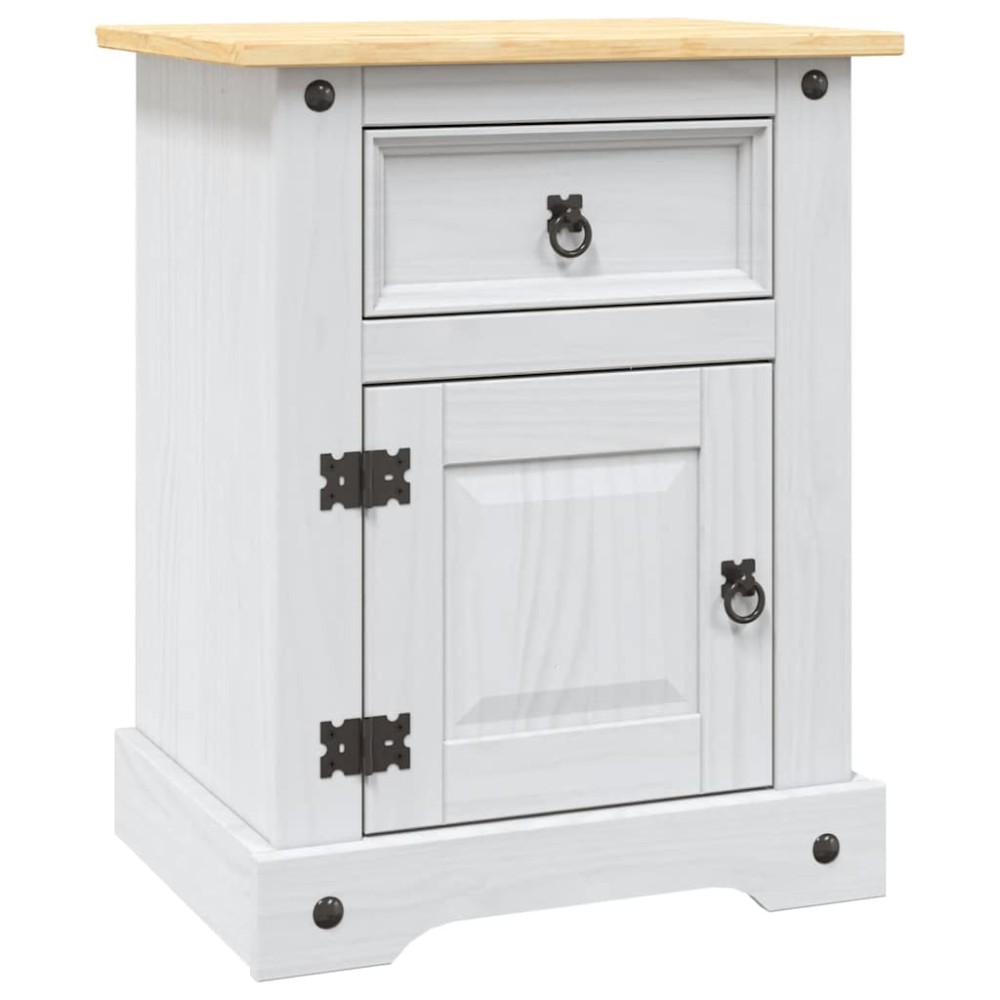 vidaXL Κομοδίνο Μεξικάνικο Στιλ Corona Λευκό 53x39x67 εκ. Ξύλο Πεύκου