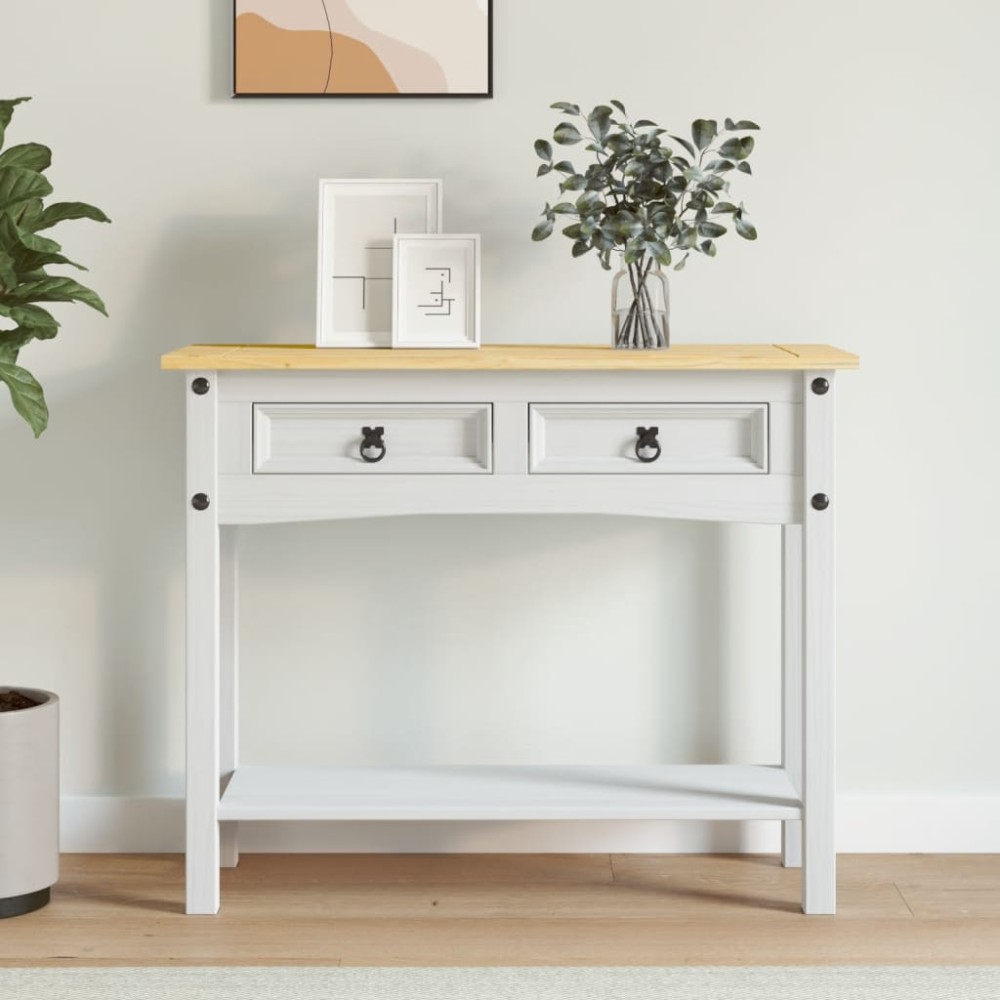 vidaXL Τραπέζι Κονσόλα Μεξικ. Corona Λευκό 90x34,5x73 εκ. Ξύλο Πεύκου