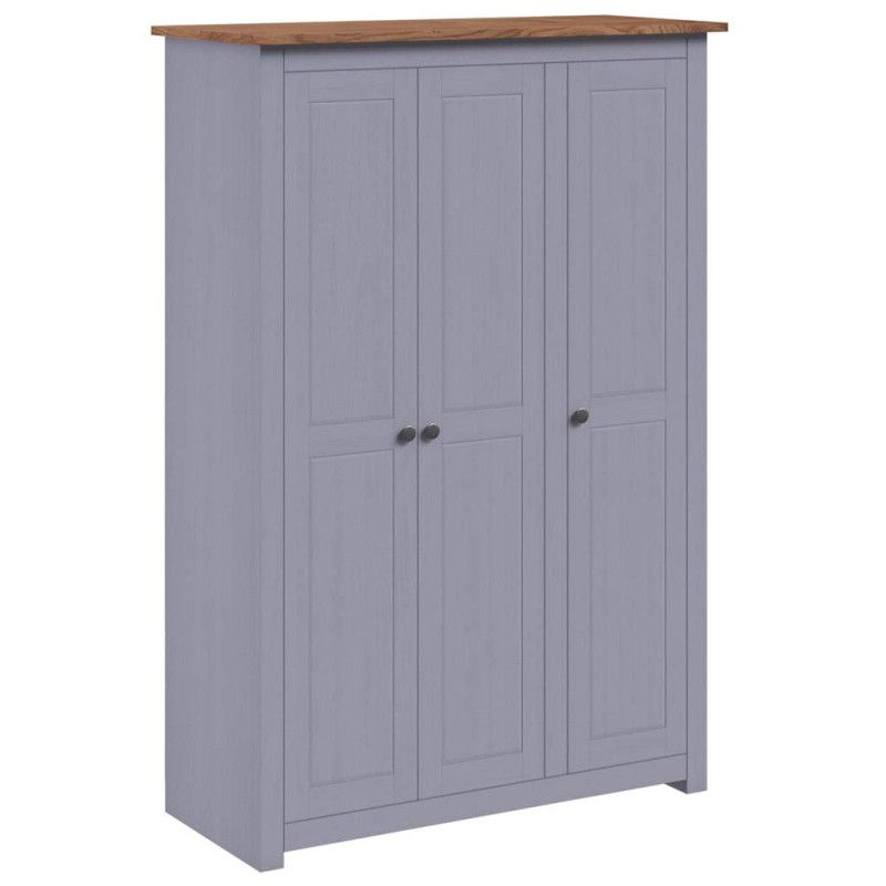vidaXL Ντουλάπα Τρίφυλλη Γκρι 118x50x171,5 εκ Ξύλο Πεύκου Σειρά Panama
