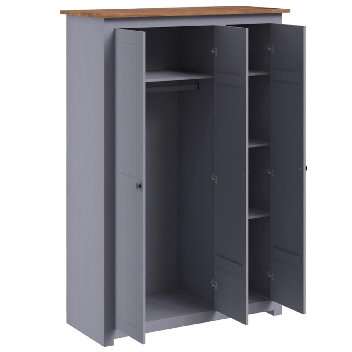 vidaXL Ντουλάπα Τρίφυλλη Γκρι 118x50x171,5 εκ Ξύλο Πεύκου Σειρά Panama