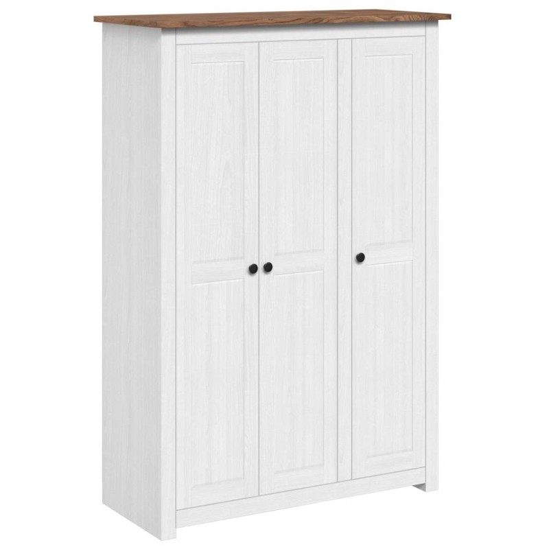 vidaXL Ντουλάπα Τρίφυλλη Λευκή 118x50x171,5εκ Ξύλο Πεύκου Σειρά Panama