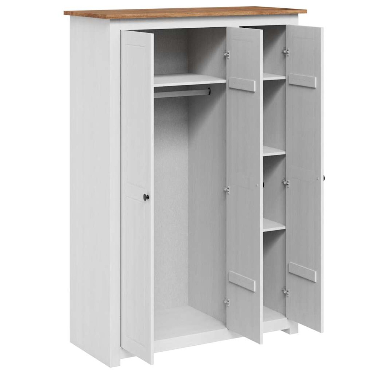 vidaXL Ντουλάπα Τρίφυλλη Λευκή 118x50x171,5εκ Ξύλο Πεύκου Σειρά Panama
