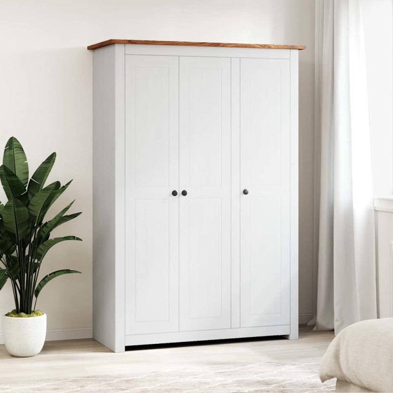 vidaXL Ντουλάπα Τρίφυλλη Λευκή 118x50x171,5εκ Ξύλο Πεύκου Σειρά Panama