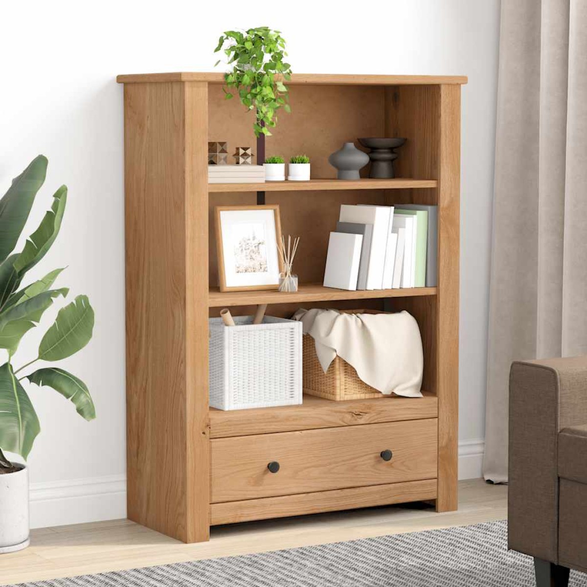vidaXL Βιβλιοθήκη 80 x 35 x 110 εκ. Μασίφ Ξύλο Πεύκου Σειρά Panama