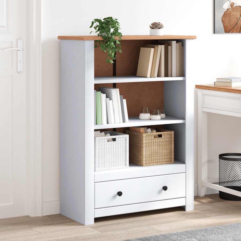 vidaXL Βιβλιοθήκη Λευκή 80x35x110 εκ. Μασίφ Ξύλο Πεύκου Σειρά Panama