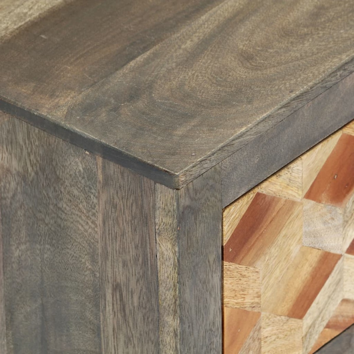 vidaXL Κομοδίνο Γκρι 40 x 30 x 50 εκ. από Μασίφ Ξύλο Μάνγκο