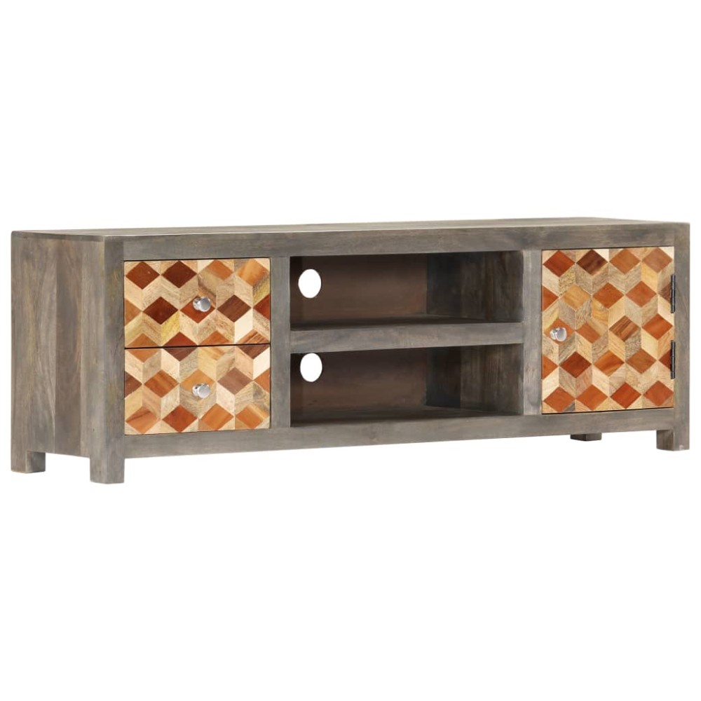 vidaXL Έπιπλο Τηλεόρασης Γκρι 120x30x40 εκ. από Μασίφ Ξύλο Μάνγκο